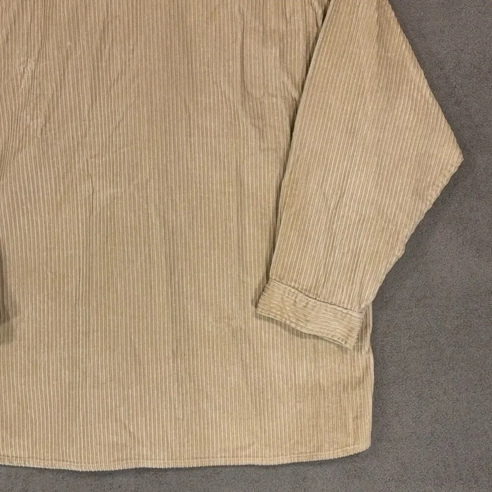 Property Mens Corduroy Zip Up Shirt Jacket Tan Beige Workwear XL Tall XLT Cotton - Picture 9 of 10